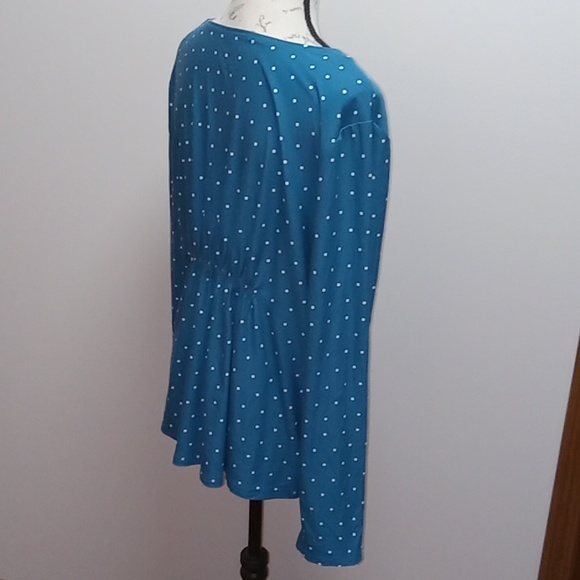 Time and Tru Large (12-14) Teal white polka dots Maternity long sleeve t… - Picture 5 of 10